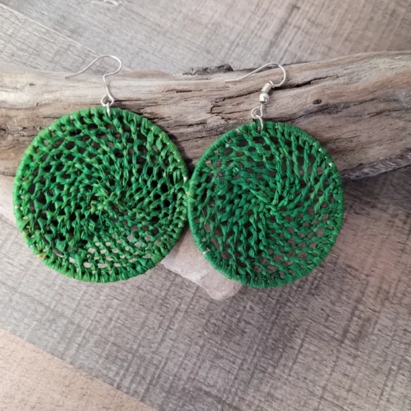 boucle d'oreille raphia vert-masdagascar