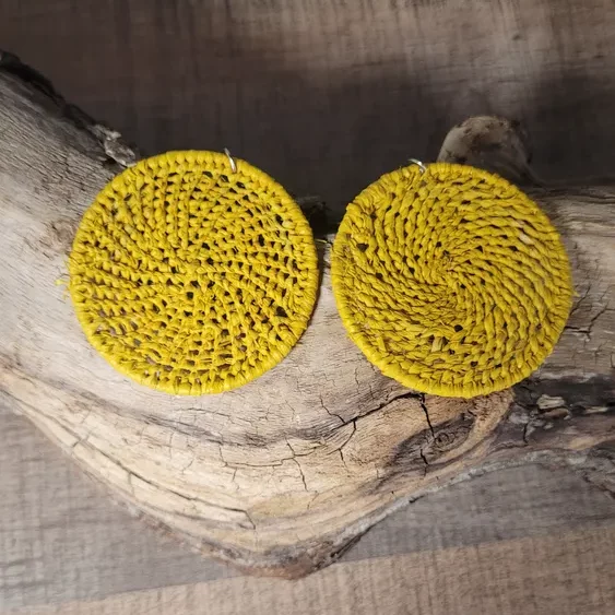 boucles d'oreilles raphia jaune-masdagascar