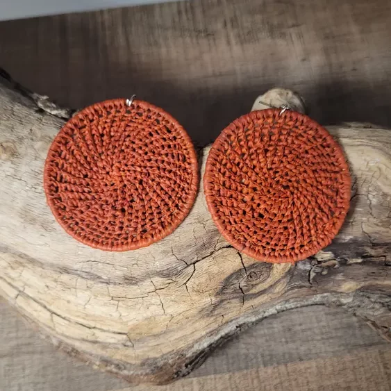 boucles d'oreilles raphia terracota-masdagascar